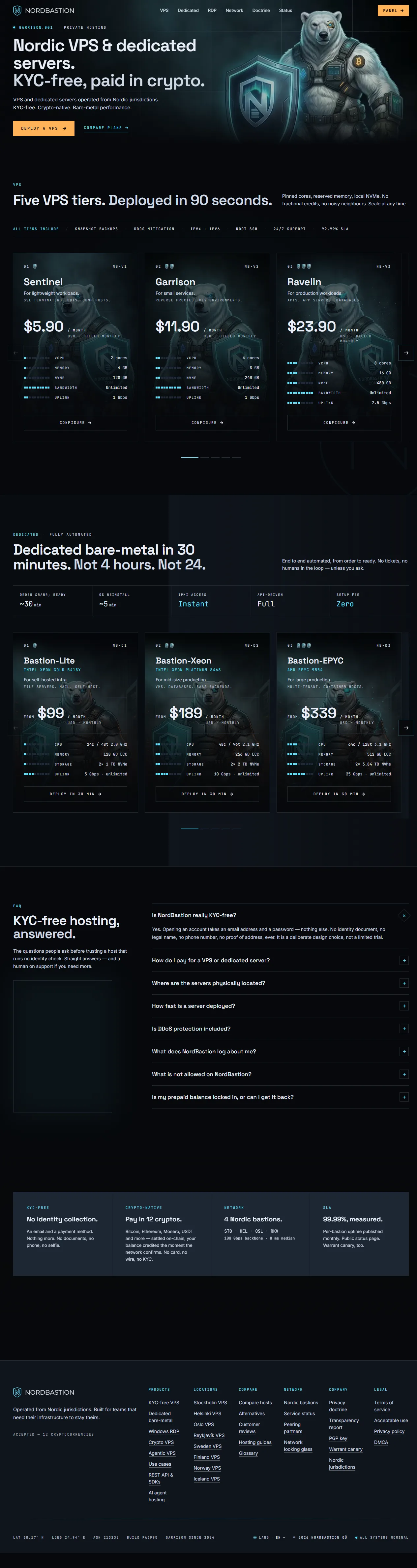NordBastion.com homepage showing the Garrison since 2024 claim and doctrine-based positioning