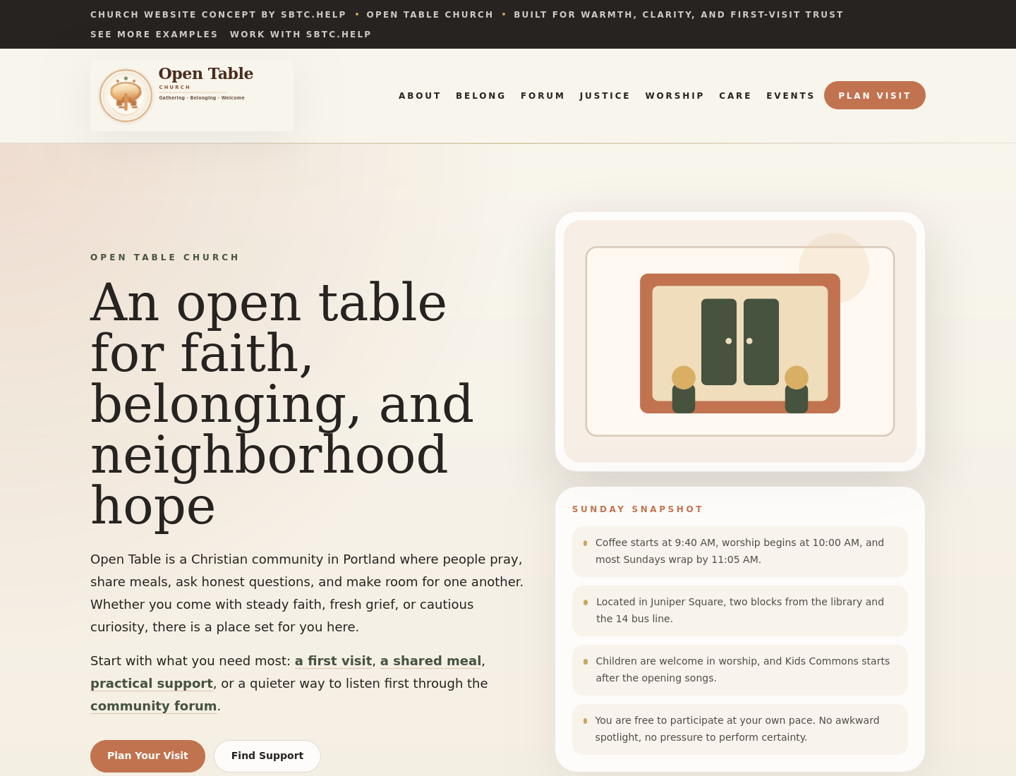 Homepage screenshot for Common Table Church